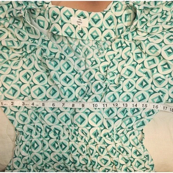 🩷💜Entro Green & White Puff Sleeve Mini Dress – Size Small🩷💚 - Picture 8 of 8